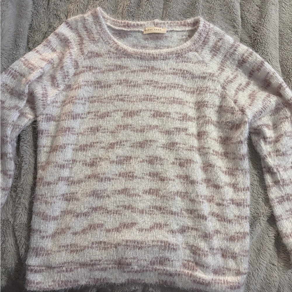 LOFT Soft Patterned Sweater in Lavender and Cream